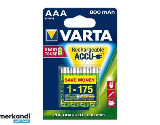 Батареї Varta Micro AAA 800mAh NiMH блістер 1,2 V, (4 Pack) 56703 101 404