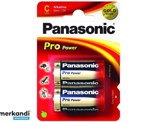 Panasonic-batteri alkalisk baby C LR14, 1,5 V blisterpakning (2-pakning) LR14PPG/2 BP