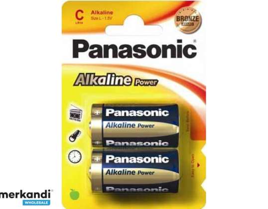 Panasonic batteri alkalisk baby C LR14 1.5V strøm bl. (2-pakning) LR14APB/2BP