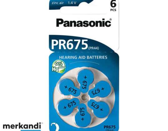 Aparelho auditivo Panasonic Batterie Zinc Air 675 1.4V Blister 6-pack PR-675 / 6LB