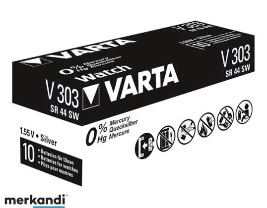 Аккумулятор Varta Silver Oxide Кнопка Батарея 303 Retail (10-Pack) 00303 101 111