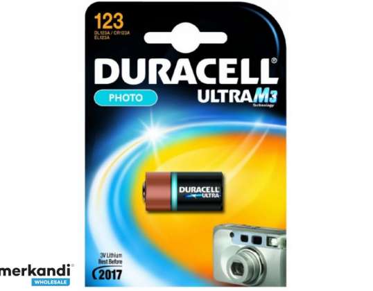 Duracell Batterie Lithium Photo CR123A 3V Ultra Blister (1 embalagem) 123106