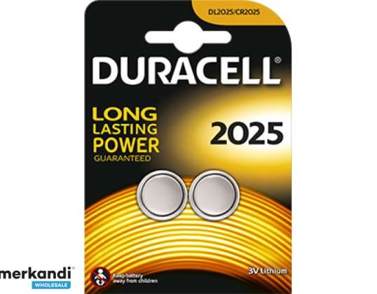 "Duracell" akumuliatoriaus ličio sagos formos elementų baterija CR2025 3V lizdinė plokštelė (2 pakuočių) 203907