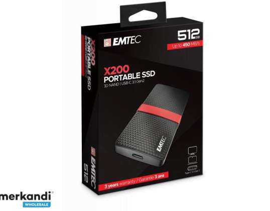EMTEC SSD 512GB 3.1 Gen2 X200 portatīvā SSD blisteris ECSSD512GX200