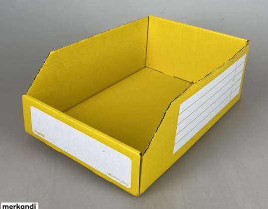 500 pcs. Yellow storage boxes 285 x 197 x 108 mm, remaining stock pallets wholesale for resellers