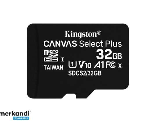 Kingston MicroSDHC 32GB + adapterio drobė Select Plus SDCS2 / 32GB