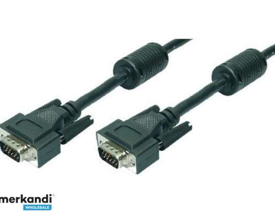 Cablu LogiLink VGA 2x mufă cu miez de ferită negru de 3,00 metri CV0002