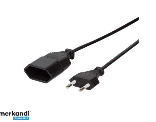 Extensie de cablu de alimentare LogiLink Conectare Euro la priză 2m negru CP123
