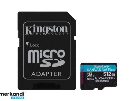 Kingston Canvas Go Plus MicroSDXC 512GB + sovitin SDCG3 / 512GB