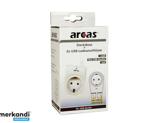 Arcas 1-way with 2 x USB adapter plugs max. 2100mA