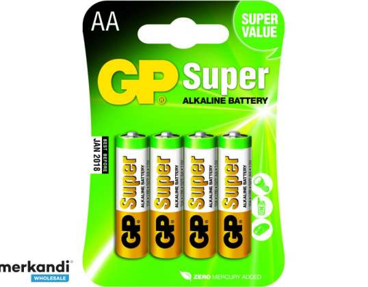 Baterias GP SUPER LR06 Mignon AA (4 peças) 030.15AC4