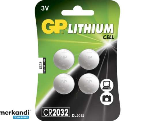 Batteri GP Lithium Button Celler CR2032 (4 stk) 0602032C4