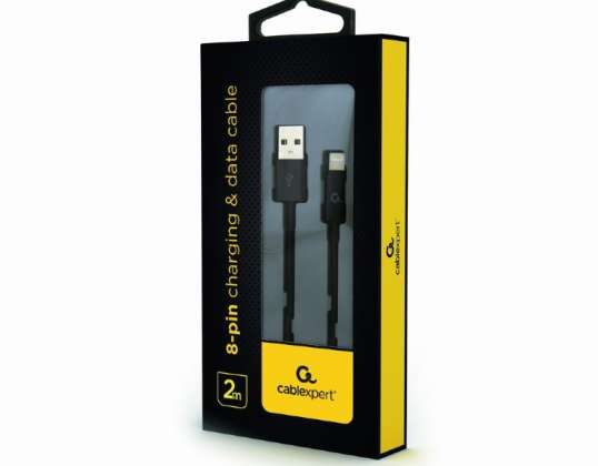 CableXpert 8-Pin charging and data cable 2 m Black CC-USB2P-AMLM-2M