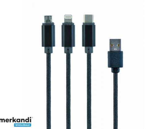 CableXpert 3 in 1 USB Ladekabel  schwarz  1m   CC USB2 AM31 1M