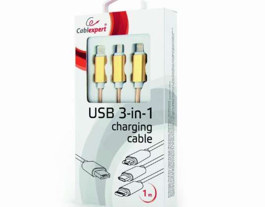 CâbleXpert 3-en-1 câble de chargement USB 1m CC-USB2-AM31-1M-G