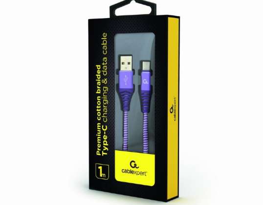CableXpert USB Type-C cable con conectores metálicos 1m CC-USB2B-AMCM-1M-PW