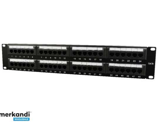 Arka kablo yönetimine sahip CableXpert Cat.5E 48 bağlantı noktası yama paneli. NGS-C548CM-001