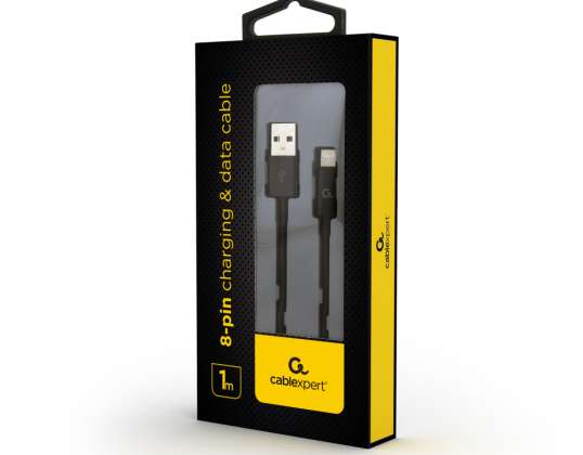 CableXpert 8-pin charging and data cable 1 m Black CC-USB2P-AMLM-1M