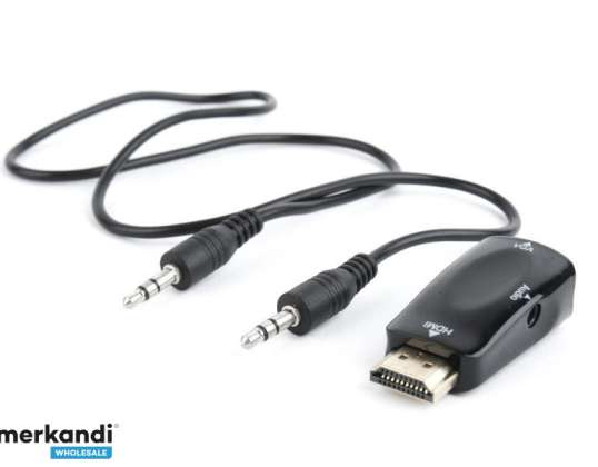 KaapeliXpert HDMI-VGA-äänisovitin yksiporttinen musta A-HDMI-VGA-02