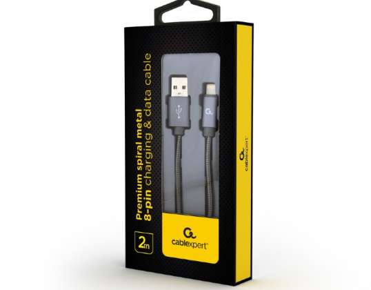 CableXpert 8-pin charging cable 2 m metallic-grey CC-USB2S-AMLM-2M-BG