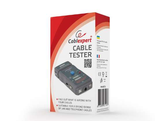 UTP STP için CableXpert NCT-2 Kablo Test Cihazı ve USB Kablosu NCT-2