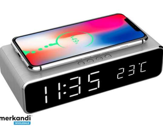 Gembird Digital Alarm Clock with Wireless Charging DAC-WPC-01-S
