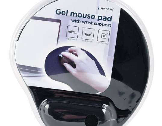 Tapis de souris Gembird avec douille de poignet en gel noir MP-GEL-BK