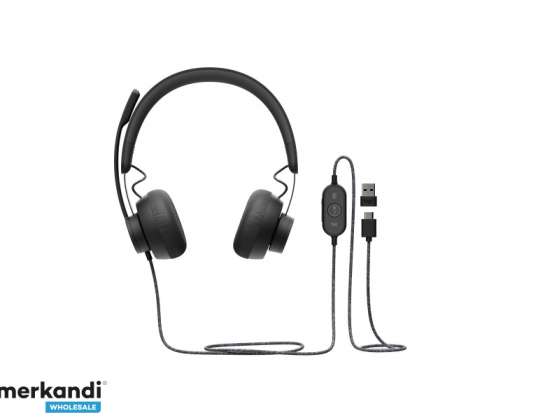 Logitech Zone Wired Teams - Slušalice - Traka za glavu - Pozivi i glazba - Crno - Binauralno - Gumb 981-0