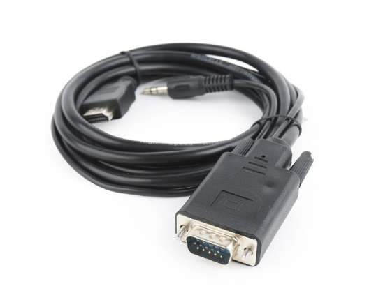 KaapeliXpert HDMI-VGA/äänisovitin yksiporttinen musta A-HDMI-VGA-03-6