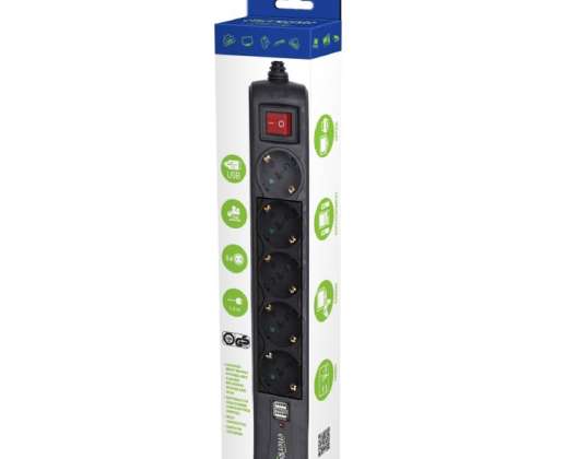 EnerGenie 5-fold power strip with integrated USB charger SPG5-U2-5