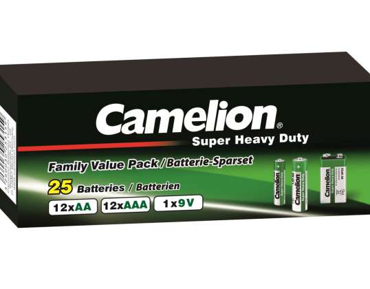 Šetrič batérie Camelion Super Heavy Duty (25 ks.=12xAA, 12xAAA, 1x9V)