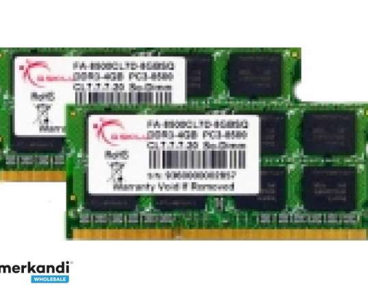 G.Skill FA-8500CL7D-8GBSQ - 8 GB - 2 x 4 GB - DDR3 - 1066 MHz - 204-pinski SO-DIMM FA-8500CL7D-8GBSQ