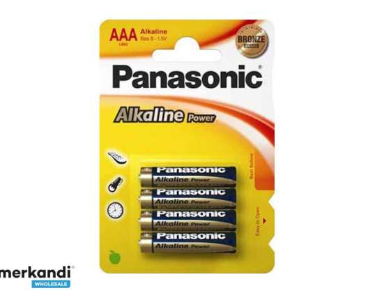 Batteri Panasonic alkalisk strøm LR03 Micro AAA 4 stk.