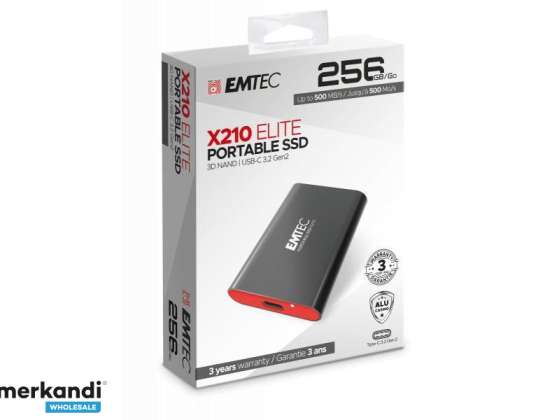 EMTEC SSD 256GB 3.2 Gen2 X210 bærbar SSD Blister ECSSD256GX210