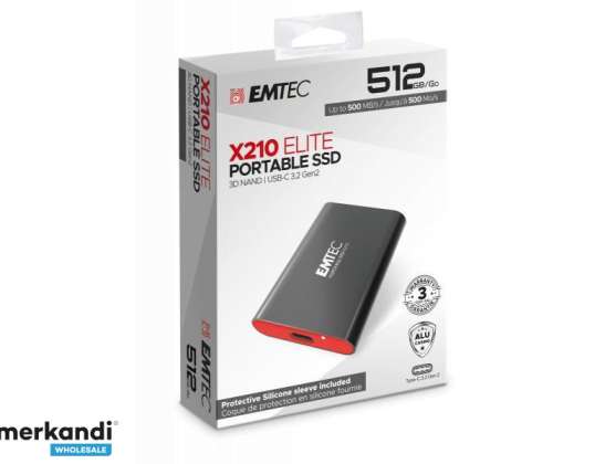 EMTEC SSD 512GB 3.2 Gen2 X210 portatīvais SSD blisteris ECSSD512GX210
