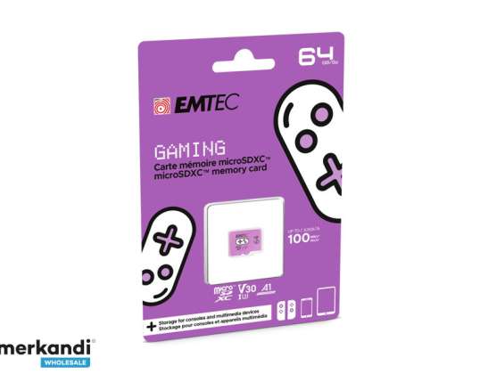 Emtec 64GB microSDXC UHS-I U3 V30 Gaming Memory Card (violet)