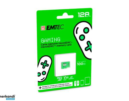 EMTEC 128GB microSDXC UHS-I U3 V30 spēļu atmiņas karte (zaļa)