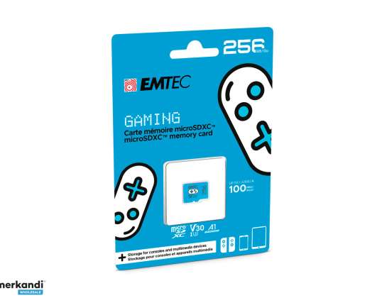 EMTEC 256GB microSDXC UHS-I U3 V30 геймърска карта с памет (синьо)