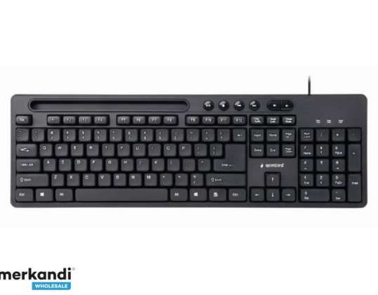 Tastatură multimedia Gembird cu suport de telefon negru SUA-layout KB-UM-108