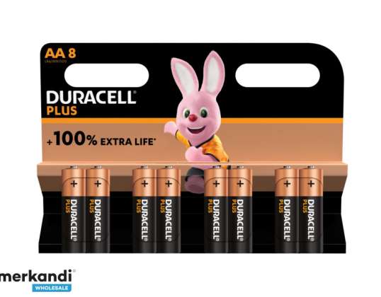 Akumulators Duracell Sārmains Plus Extra Life MN1500/LR06 Mignon AA (8 iepakojums)