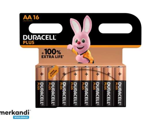 "Duracell Alkaline Plus" papildomas tarnavimo laikas MN1500 / LR06 Mignon AA baterija (16 paketų)