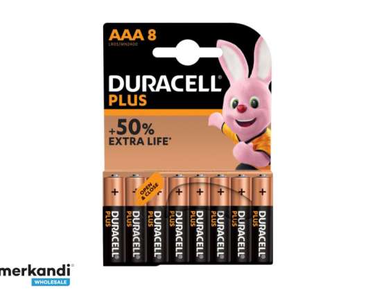 Duracell лужний плюс додатковий термін служби MN2400/LR03 Micro AAA акумулятор (8-пакетний)