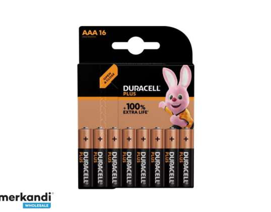 Duracell Alkaline Plus Extra Life MN2400/LR03 Micro AAA-batteri (16-pack)