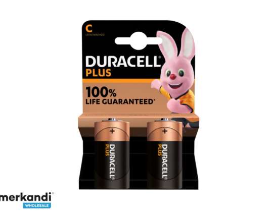 Duracell sārmains Plus Extra Life MN1400/LR14 Baby C akumulators (2 iepakojums)