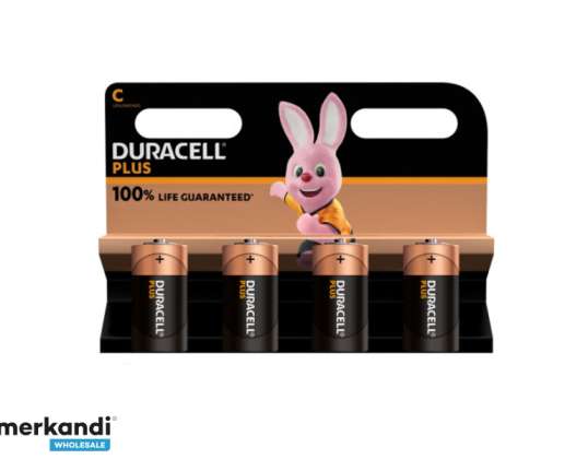 Duracell алкална плюс допълнителен живот MN1400 / LR14 бебе C батерия (4-пакет)