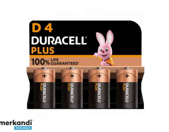 Duracell алкална плюс допълнителен живот MN1300 / LR20 моно D батерия (4-пакет)