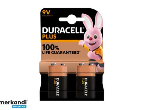 Battery Duracell Alkaline Plus Extra Life MN1604/6LR61 E-Block 9V (2-Pack)