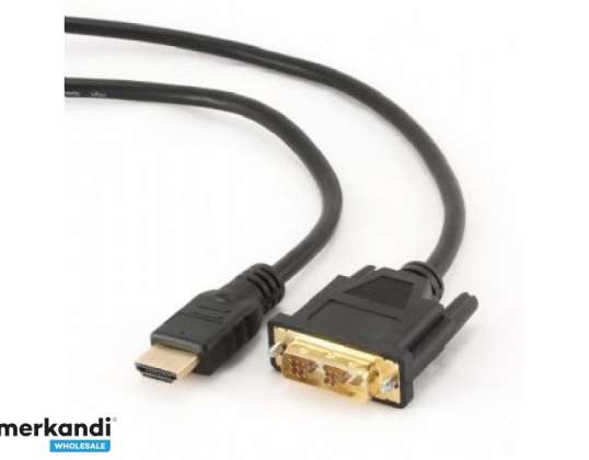 CableXpert 0,5m - HDMI - DVI - Férfi - Férfi - Arany CC-HDMI-DVI-0.5M
