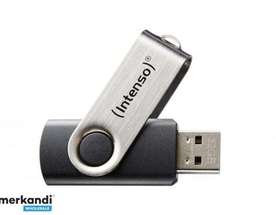 Intenso Basic termékcsalád - 64 GB - USB Type-A - 2.0 - 28 MB/s - Forgatható keret - Fekete - Ezüst 3503490