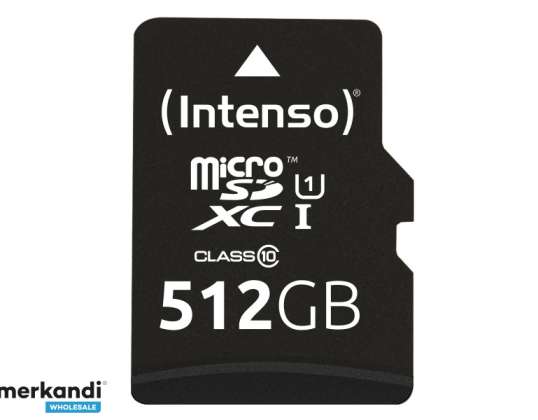 Intenso microSD kártya UHS-I Premium - 512 GB - MicroSD - 10. osztály - UHS-I - 45 MB/s - 1. osztály (U1)